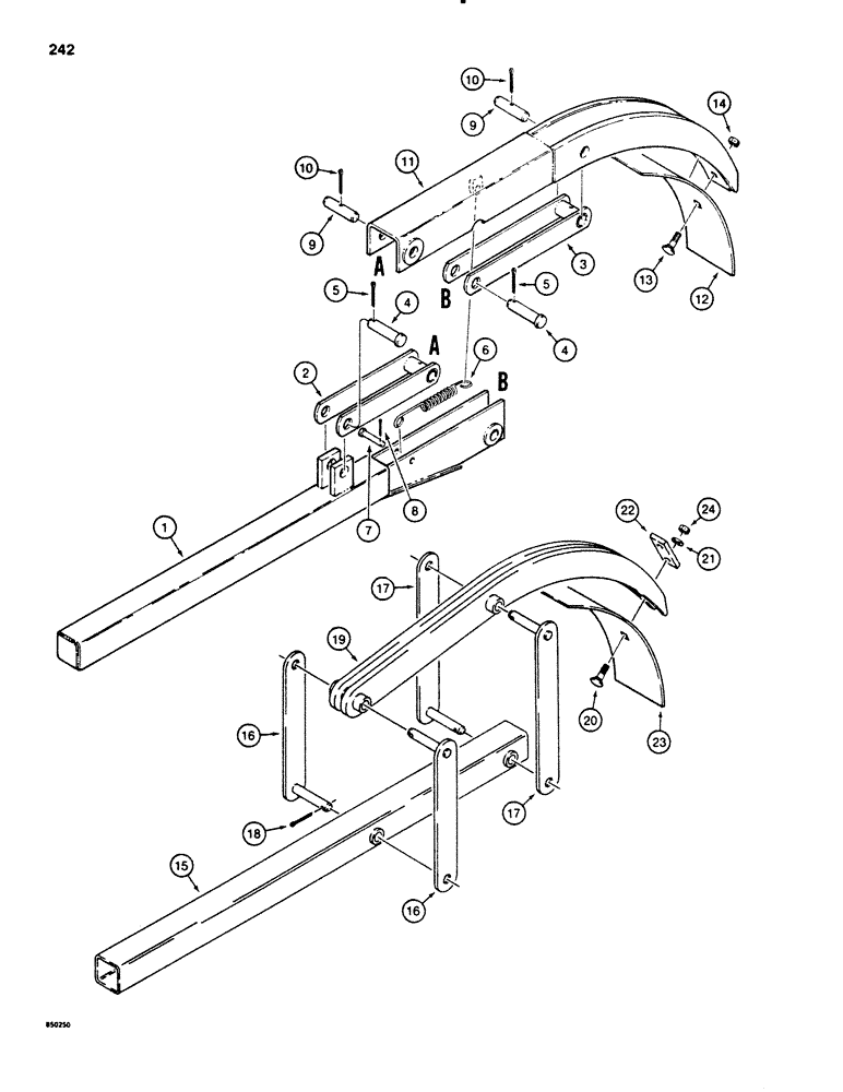 Схема запчастей Case SD100 - (242) - CRUMBER BOOM ATTACHMENTS, BOOMS WITH SPRINGS (89) - TOOLS