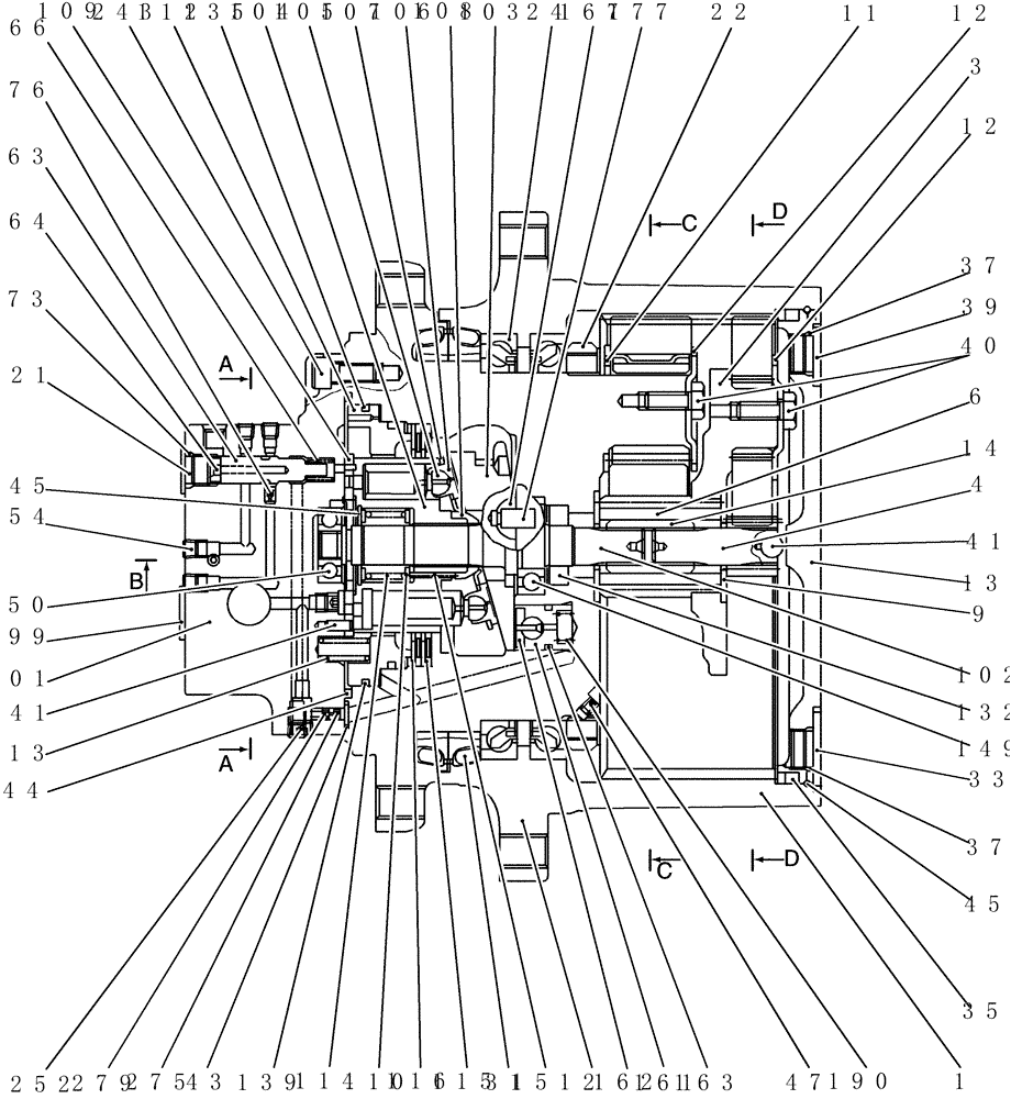 Схема запчастей Case CX50B - (HC370[1]) - MOTOR ASSEMBLY (PROPELLING) (35) - HYDRAULIC SYSTEMS