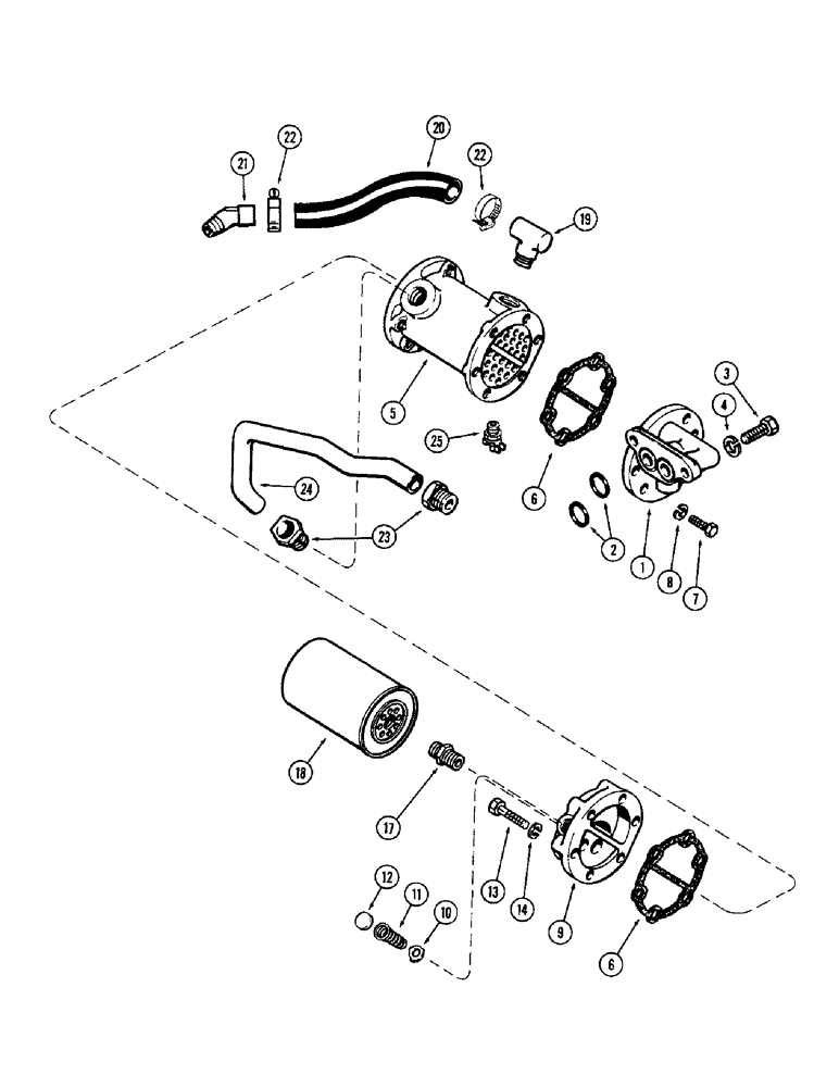 Схема запчастей Case 680CK - (026) - OIL FILTER AND HEAT EXCHANGER, (301B) DIESEL ENGINE (10) - ENGINE