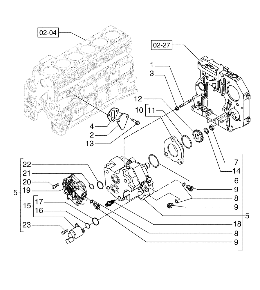 Схема запчастей Case 845B - (03-08[01]) - FUEL INJECTION PUMP (03) - FUEL SYSTEM