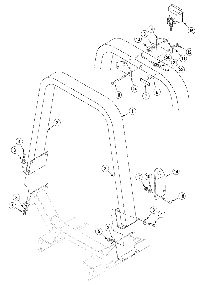 Схема запчастей Case 960 - (09-06) - FRAME ROPS (09) - CHASSIS