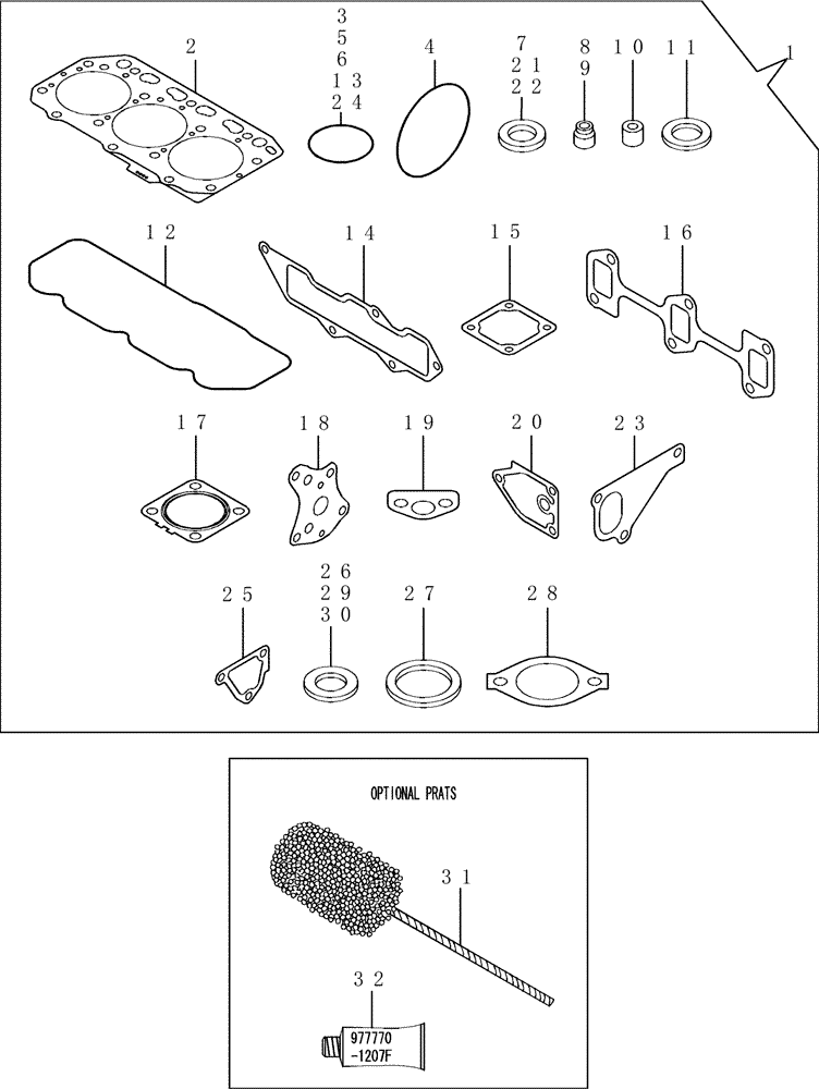 Схема запчастей Case CX36B - (3TNV88-BPYB-36[1]) - GASKET SET (10) - ENGINE