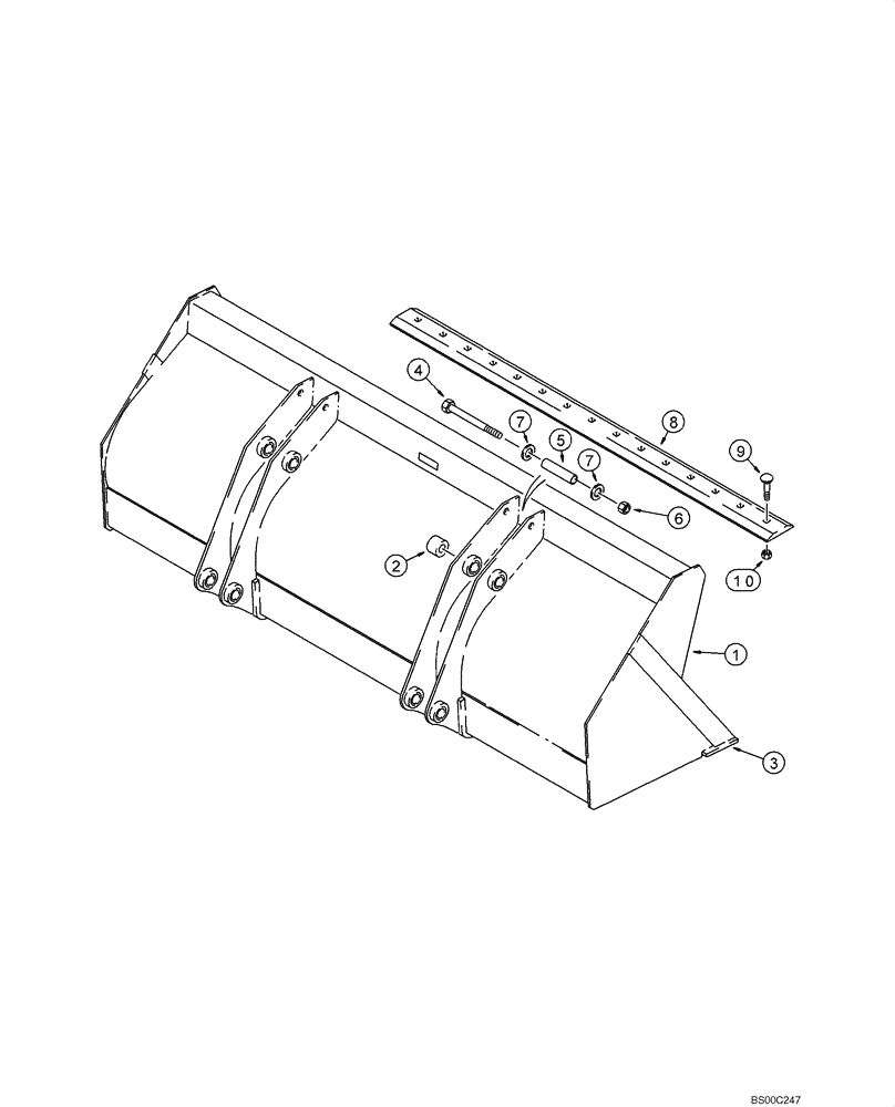 Схема запчастей Case 580SM - (09-07) - BUCKET, LOADER LONG LIP (09) - CHASSIS/ATTACHMENTS