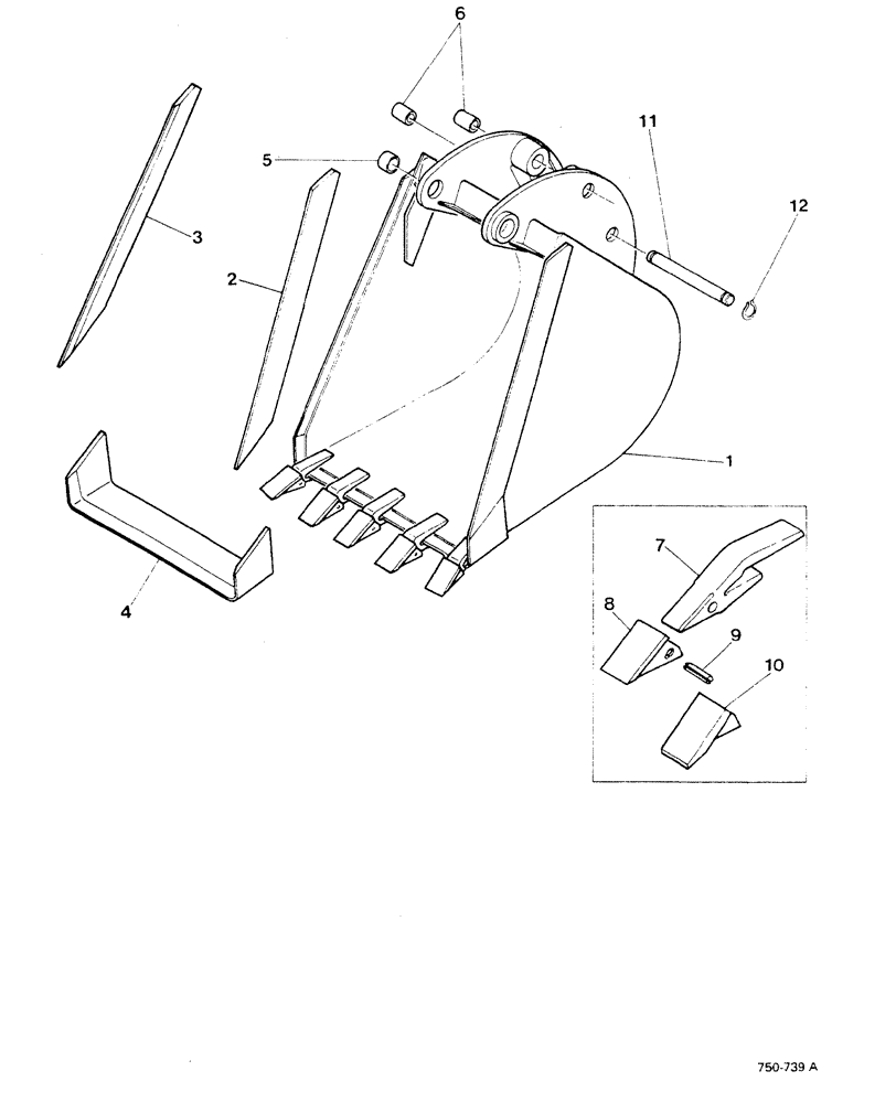 Схема запчастей Case 580F - (264) - AXIAL AND SIDE SHIFT BACKHOE, BUCKETS, WITH AND WITHOUT TEETH (84) - BOOMS, DIPPERS & BUCKETS