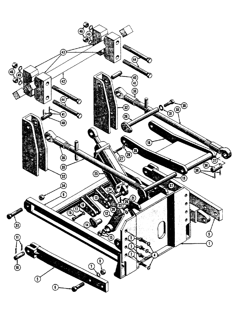 Схема запчастей Case 600 - (244) - TOOL BAR INSTALLATION, FRAME, TOOL BAR, CYLINDER, BRACKETS (05) - UPPERSTRUCTURE CHASSIS