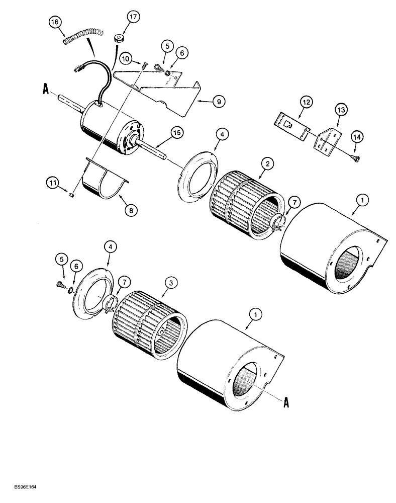 Схема запчастей Case 650G - (4-34) - CAB BLOWER - INSIDE CAB ROOF (04) - ELECTRICAL SYSTEMS