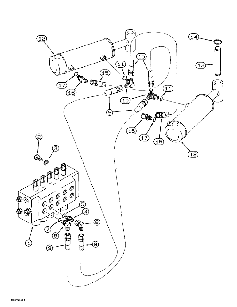 Схема запчастей Case 560 - (8-034) - BACKFILL BLADE HYDRAULIC CIRCUIT, ATTACHMENT CONTROL VALVE TO BACKFILL BLADE ANGLE CYLINDERS (08) - HYDRAULICS