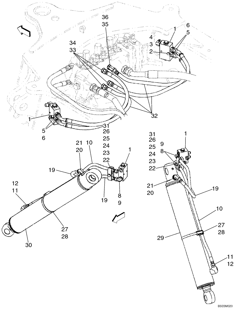 Схема запчастей Case 580SM - (08-08) - HYDRAULICS - CYLINDER, BACKHOE STABILIZER (WITHOUT PILOT CONTROLS) (08) - HYDRAULICS