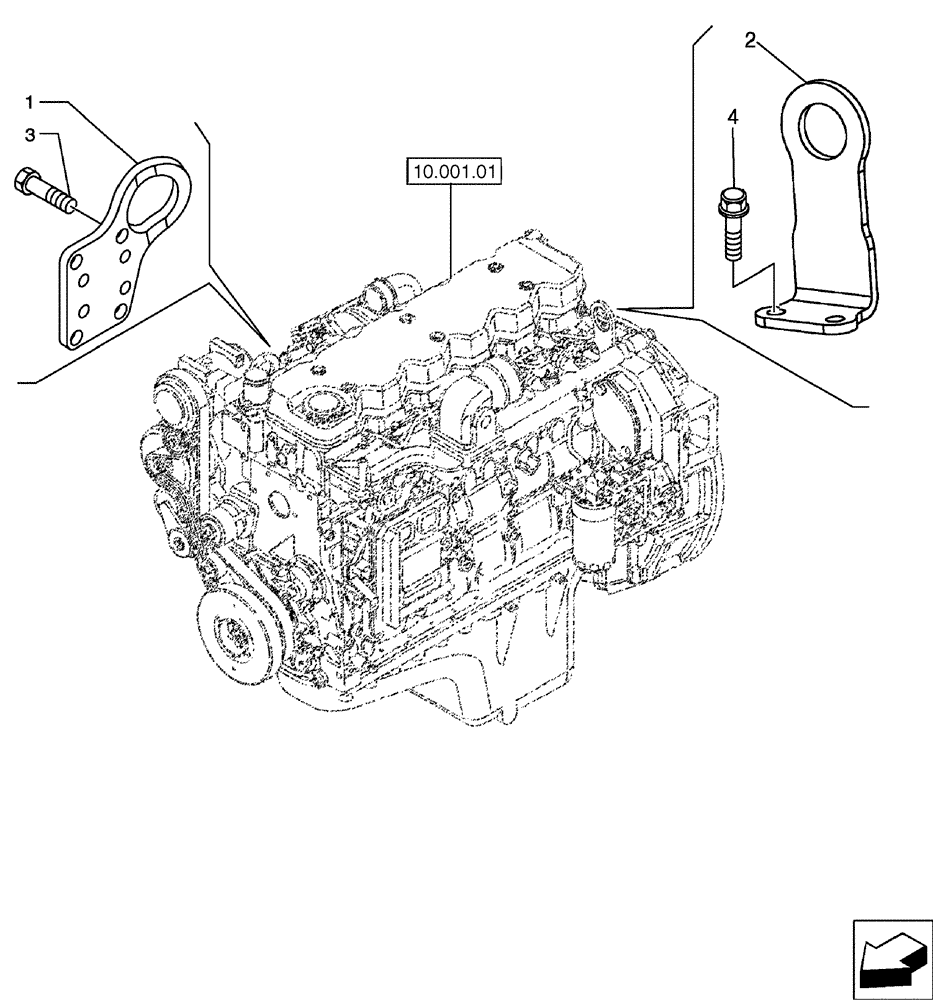 Схема запчастей Case 580SM - (10.012.05) - ENGINE - LIFT HOOK (10) - ENGINE