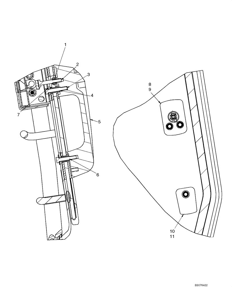 Схема запчастей Case 445CT - (09-34) - CAB DOOR - HANDLE (09) - CHASSIS