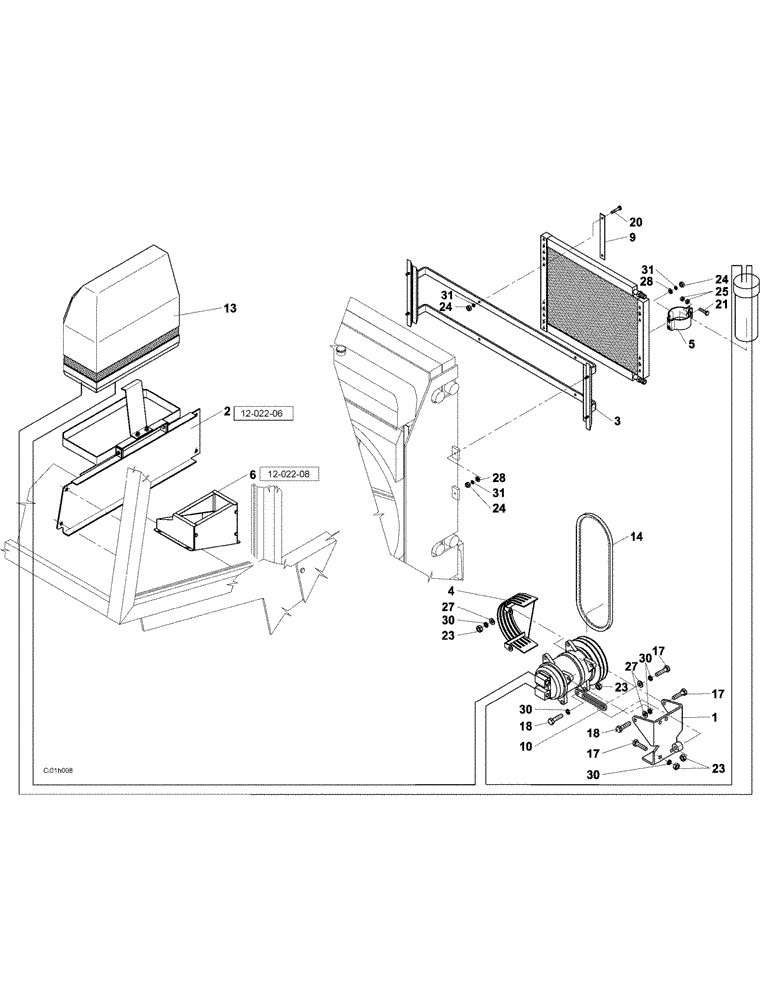 Схема запчастей Case SV223 - (12-022-05[01]) - AIR CONDITIONING (12) - Chassis/Attachments