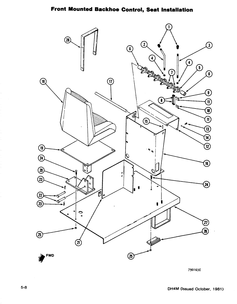 Схема запчастей Case DH4B - (5-08) - FRONT MOUNTED BACKHOE CONTROL, SEAT INSTALLATION (84) - BOOMS, DIPPERS & BUCKETS