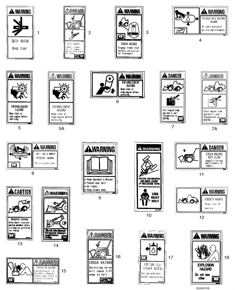 Схема запчастей Case 821E - (09-95) - DECALS - ENGLISH (09) - CHASSIS