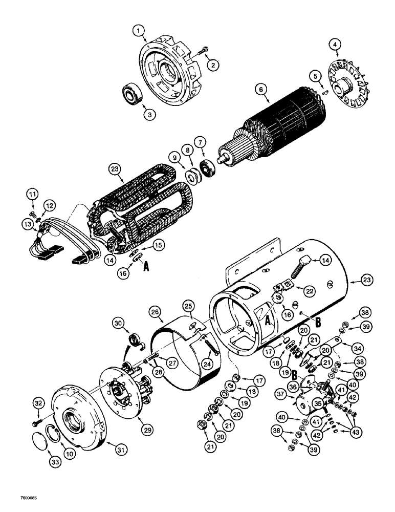 Схема запчастей Case 621B - (4-36) - AUXILIARY STEERING MOTOR ASSEMBLY (04) - ELECTRICAL SYSTEMS