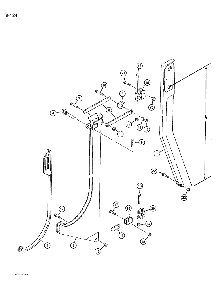 Схема запчастей Case 360 - (9-124) - ADVANCED ANGLE ("D" TYPE) PLOW BLADE AND 10:1 CHUTE - SWIVEL HINGE, 24 IN. COVER, 1 IN. WIDE BLADE (09) - CHASSIS/ATTACHMENTS