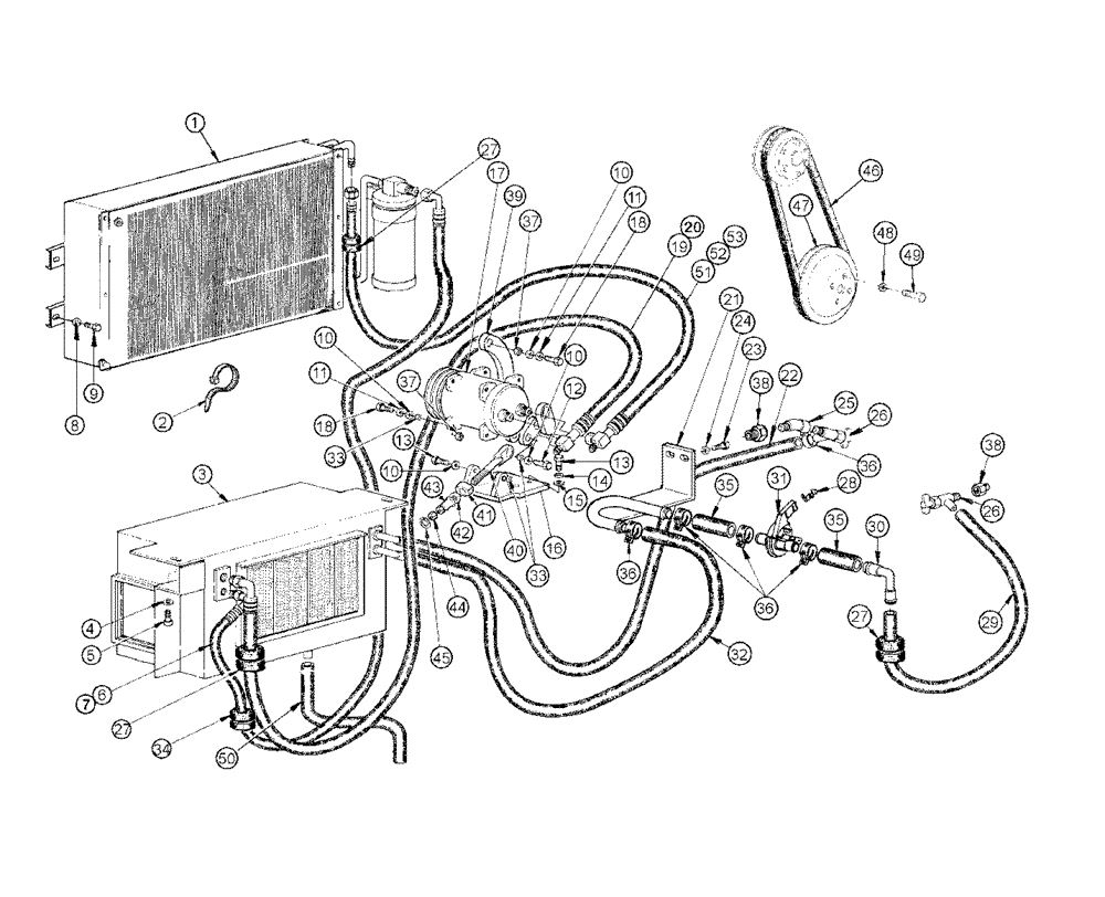 Схема запчастей Case 865 DHP - (9-088) - AIR CONDITIONING - CIRCUIT AND ASSEMBLY (09) - CHASSIS