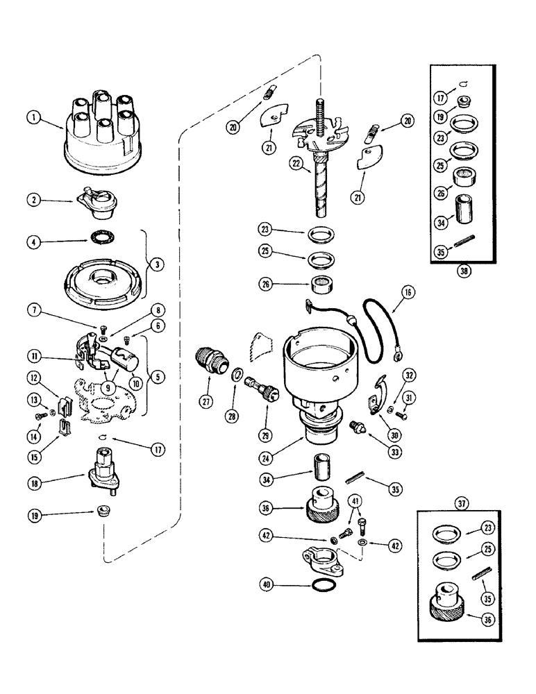 Схема запчастей Case W10B - (063C) - A34978 DISTRIBUTOR, WITH FRONT MOUNTED OIL PUMP (04) - ELECTRICAL SYSTEMS