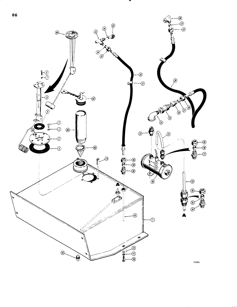 Схема запчастей Case W20 - (086) - FUEL TANK AND RELATED PARTS (03) - FUEL SYSTEM