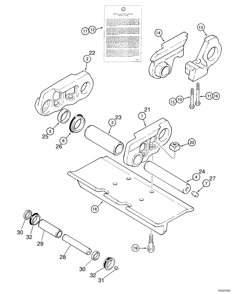 Схема запчастей Case 550H-IND - (05-10) - TRACK CHAIN, CASE LUBRICATED, EACH MASTER LINK HAS TWO BOLT HOLES (11) - TRACKS/STEERING