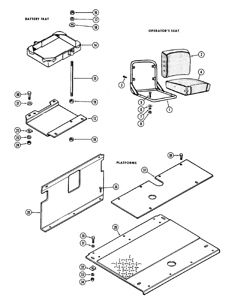 Схема запчастей Case W5 - (100) - SEAT, BATTERY TRAY, PLATFORMS (09) - CHASSIS