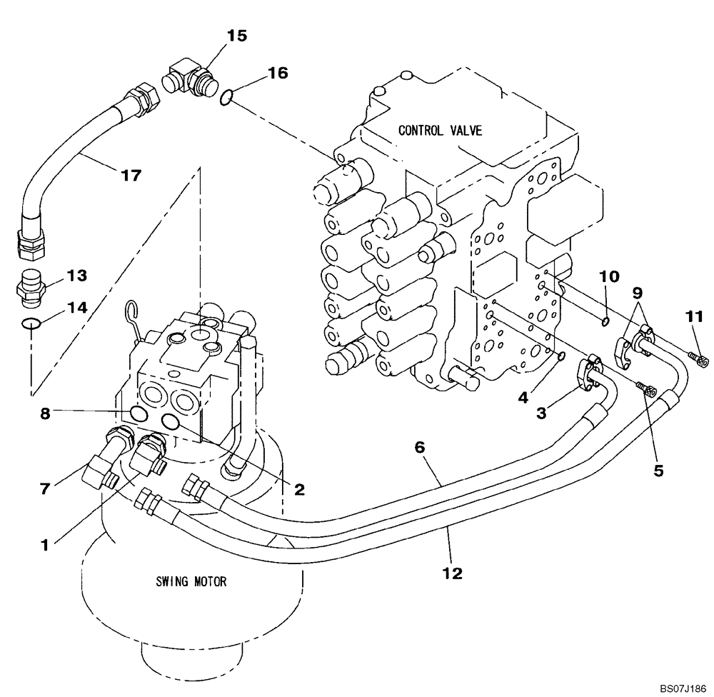 Схема запчастей Case CX130B - (08-09) - HYDRAULICS - SWING (08) - HYDRAULICS