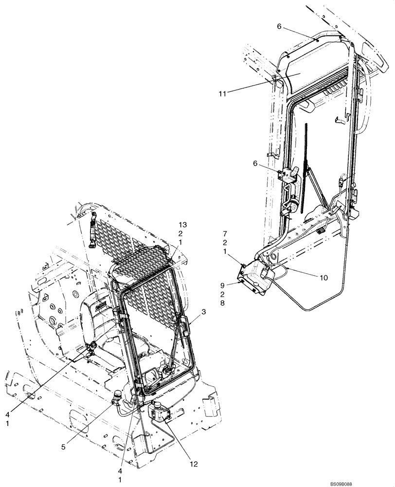 Схема запчастей Case 435 - (09-21) - CAB DOOR - MOUNTING (HL) (09) - CHASSIS