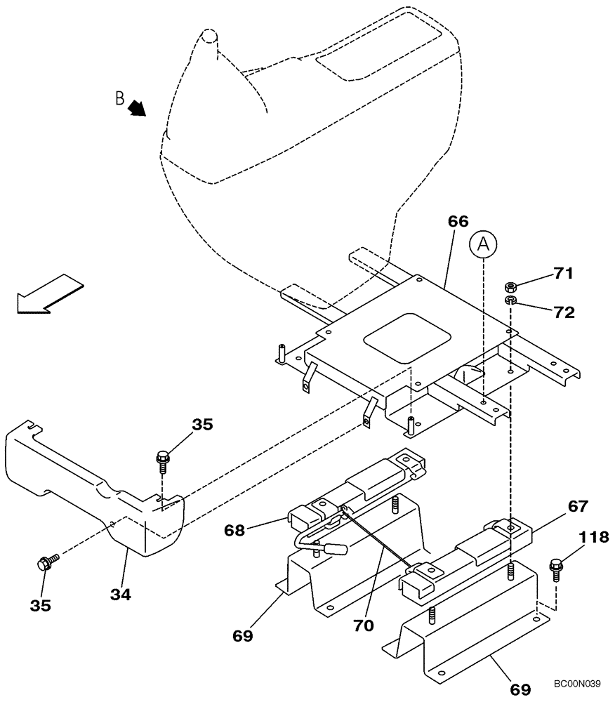 Схема запчастей Case CX460 - (09-19) - SEAT, MOUNTING (09) - CHASSIS/ATTACHMENTS