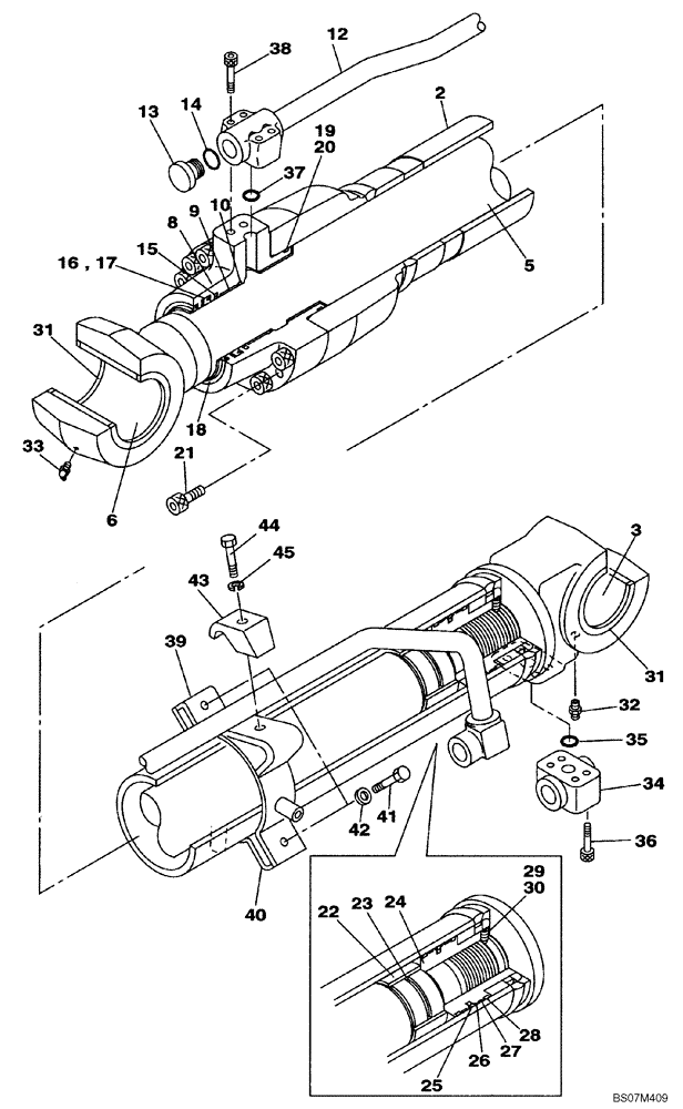 Схема запчастей Case CX135SR - (08-78) - BOOM CYLINDER - RIGHT - WITHOUT (HBCV) (08) - HYDRAULICS