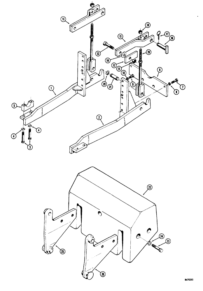 Схема запчастей Case 33S - (006) - BACKHOE MOUNTING PARTS AND COUNTERWEIGHT 