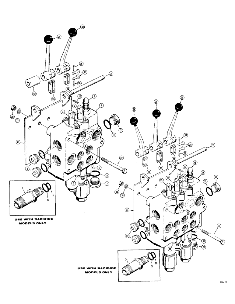 Схема запчастей Case 310G - (172) - LOADER CONTROL VALVES AND LEVERS, D33266 VALVE - TWO SPOOL (07) - HYDRAULIC SYSTEM