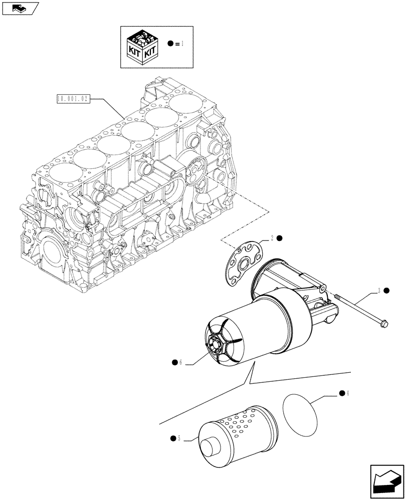 Схема запчастей Case F2CFE614A A013 - (10.206.02) - FILTER ENGINE OIL - SUPPORT (504339678) (01) - ENGINE