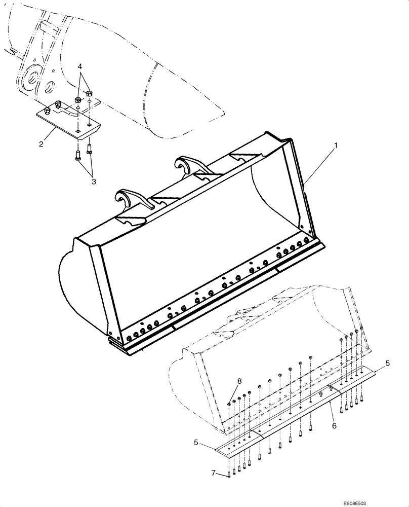 Схема запчастей Case 521E - (09-26) - LOADER BUCKET - WITH BOLT ON EDGE AND SKID PADS - CNH (09) - CHASSIS