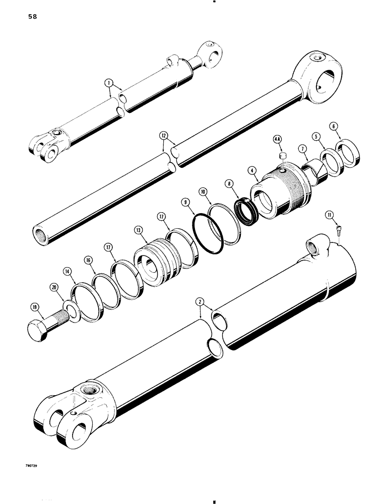 Схема запчастей Case 35 - (058) - G101177 BOOM CYLINDER, WITH ONE PIECE PISTON 