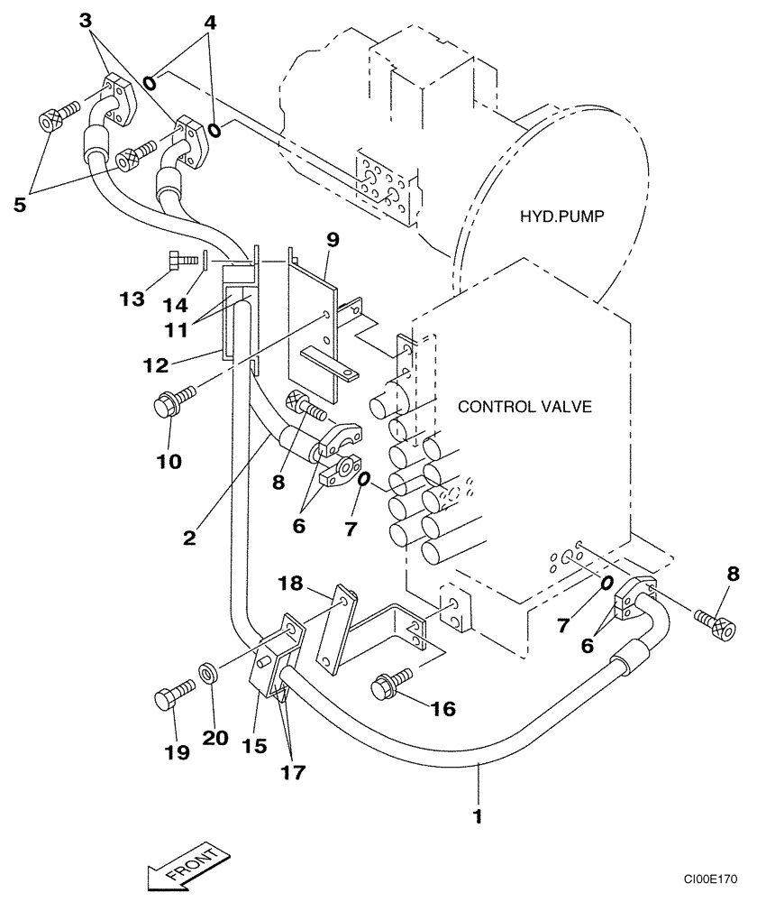 Схема запчастей Case CX210LR - (08-04) - HYDRAULICS - CONTROL VALVE SUPPLY (08) - HYDRAULICS