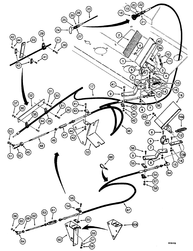 Схема запчастей Case W14 - (068) - FOOT ACCELERATOR AND LINKAGE (03) - FUEL SYSTEM