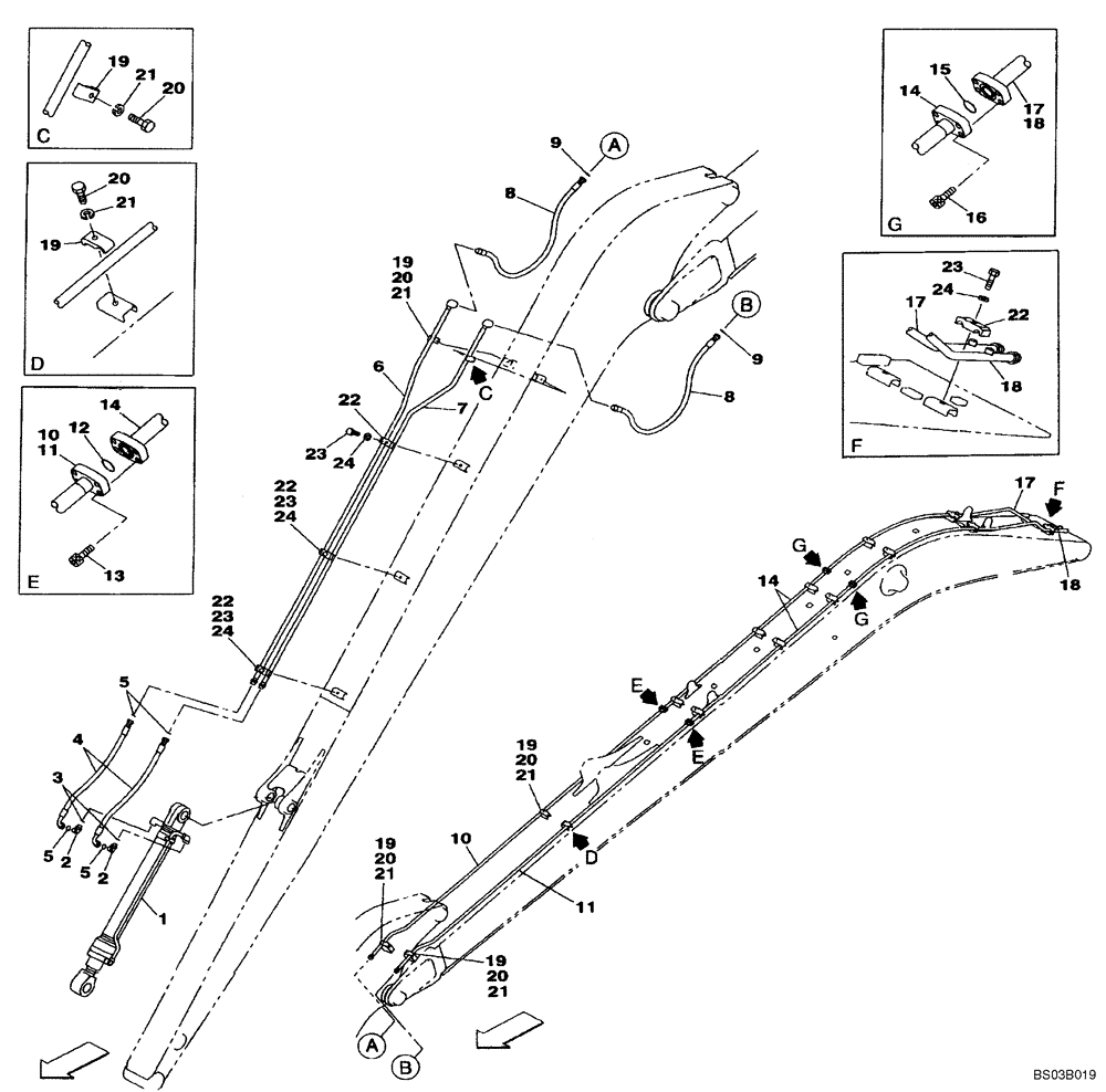 Схема запчастей Case CX240LR - (08-13) - HYDRAULICS - BUCKET, 8,0 M (26 FT 3 IN) ARM (08) - HYDRAULICS