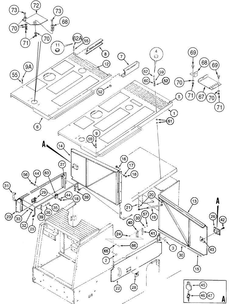 Схема запчастей Case 921C - (09-13) - HOOD - DOORS, ENGINE (09) - CHASSIS