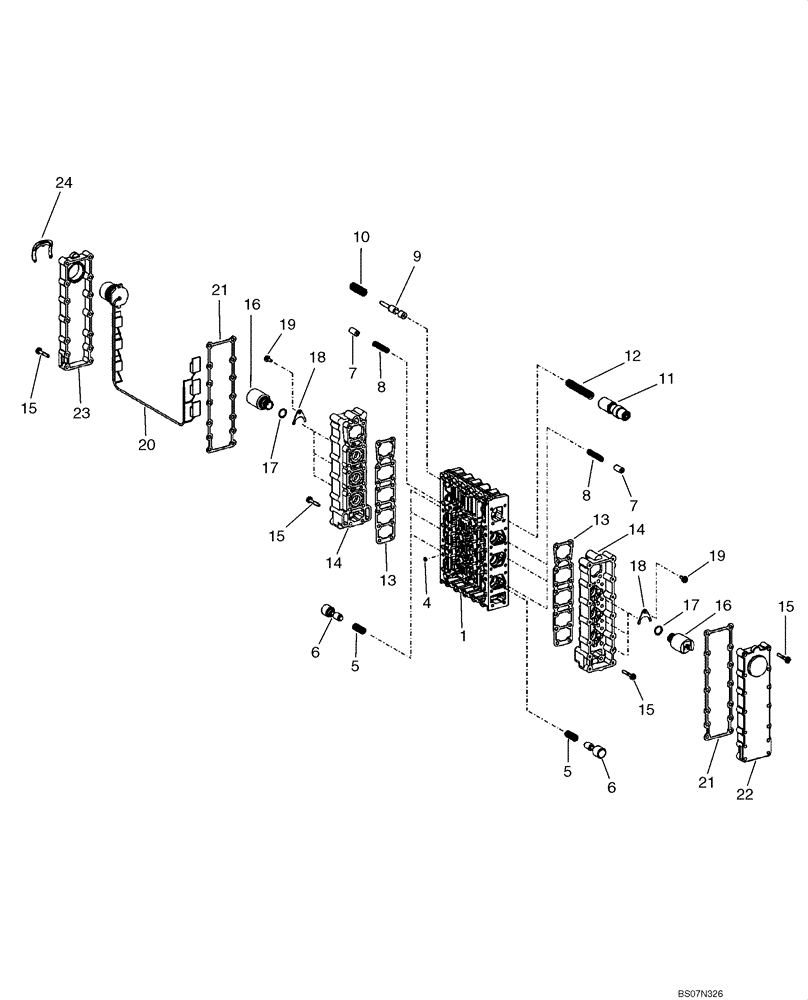 Схема запчастей Case 621E - (06-35) - TRANSMISSION - VALVE, CONTROL - P.I.N. N8F203848 AND AFTER (06) - POWER TRAIN