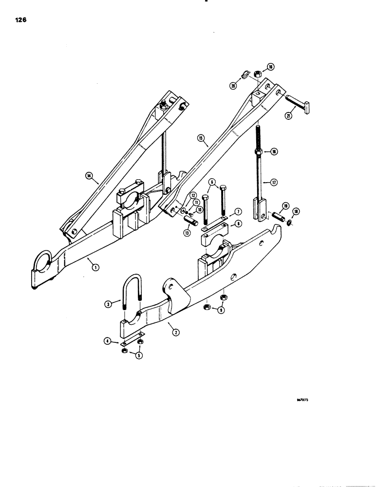 Схема запчастей Case 26C - (126) - BACKHOE MOUNTING PARTS FOR 350 CRAWLERS 