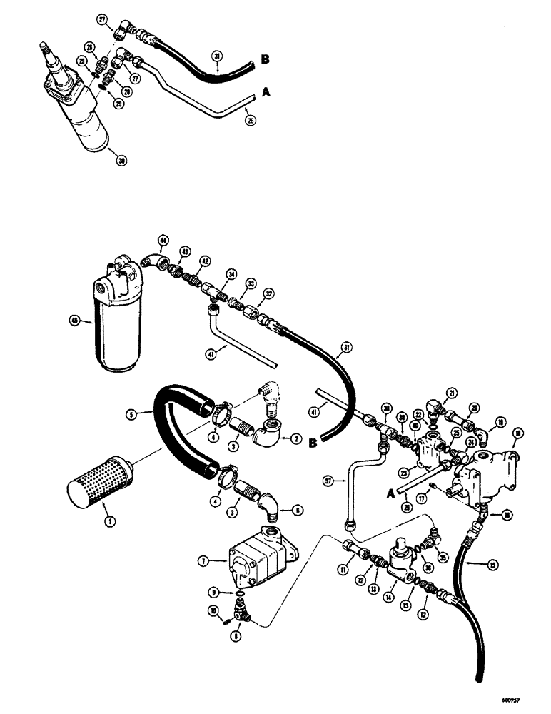 Схема запчастей Case 400 - (070) - PRIMARY HYDRAULICS, USED BEFORE TRACTOR SERIAL NUMBER 6517 (07) - HYDRAULIC SYSTEM