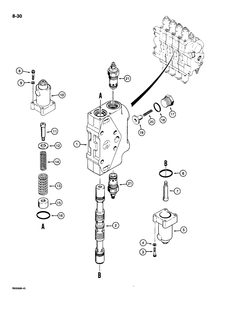 Схема запчастей Case 1085C - (8-030) - TOOL SECTION - 1986642C1 (08) - HYDRAULICS