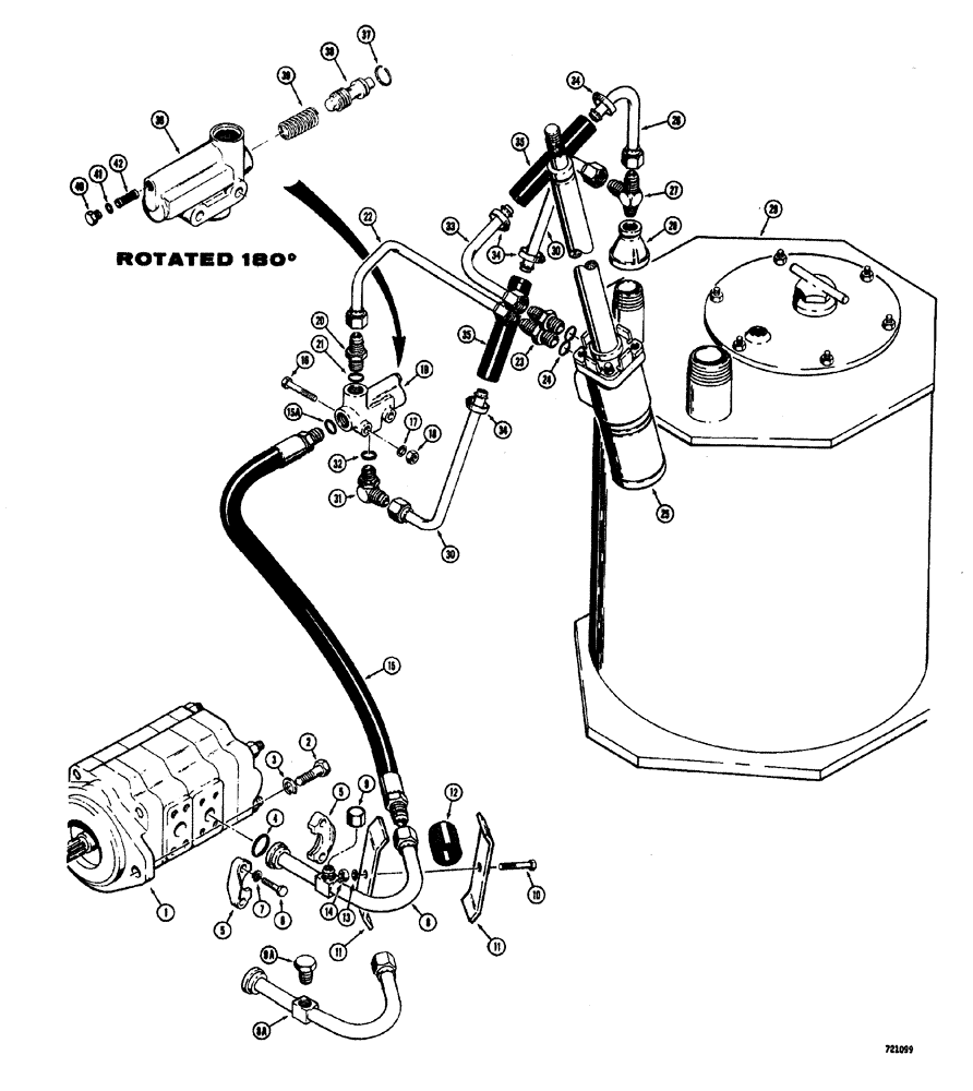 Схема запчастей Case W20 - (210) - STEERING HYDRAULICS PUMP TO RESERVOIR BEFORE TRACTOR S.N. 9107854 (05) - STEERING