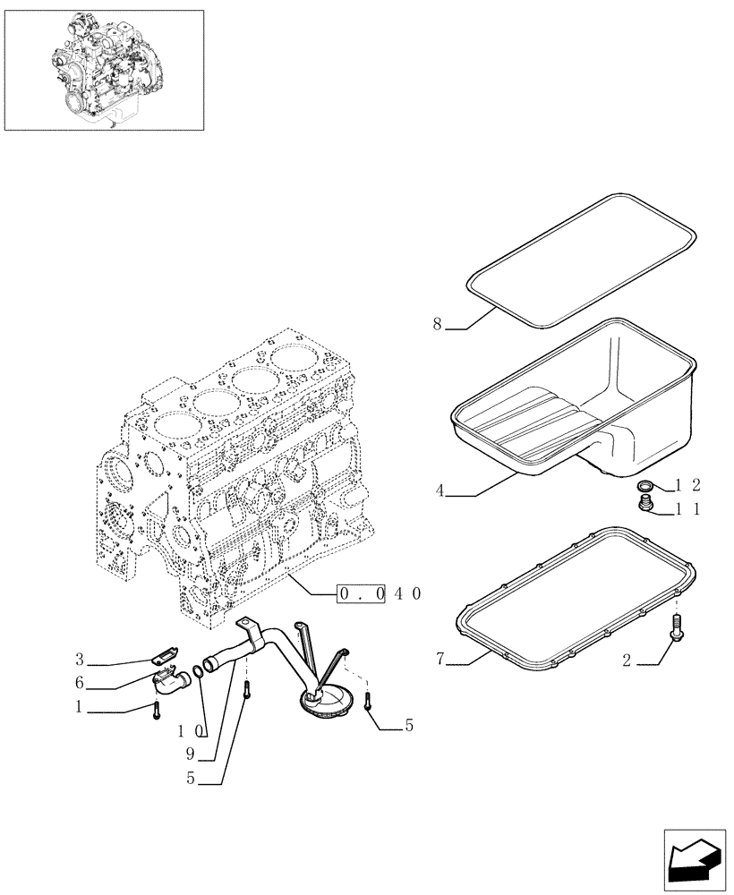 Схема запчастей Case F4DFE613G - (0.04.2[01]) - ENGINE OIL SUMP (504084713) 