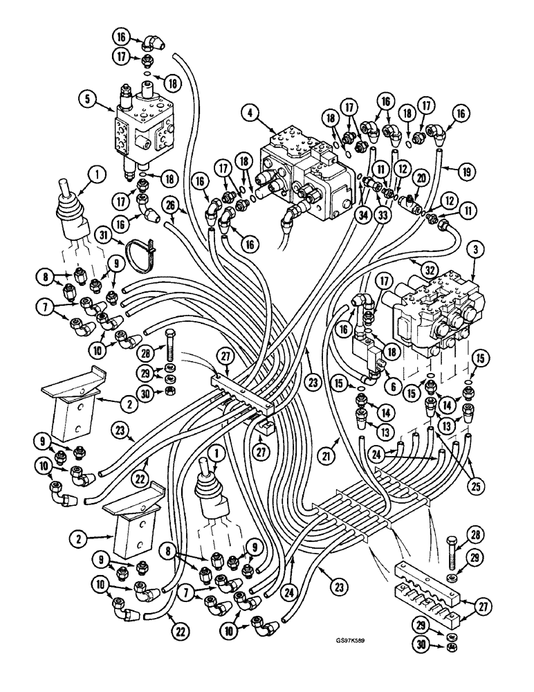 Схема запчастей Case 220B - (8-054) - HYDRAULIC CIRCUIT FOR PILOT CONTROL SUPPLY, P.I.N. 74441 THROUGH 74519 (08) - HYDRAULICS