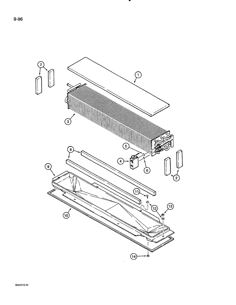 Схема запчастей Case 821 - (9-096) - HEATING AND AIR CONDITIONING CORE (09) - CHASSIS/ATTACHMENTS