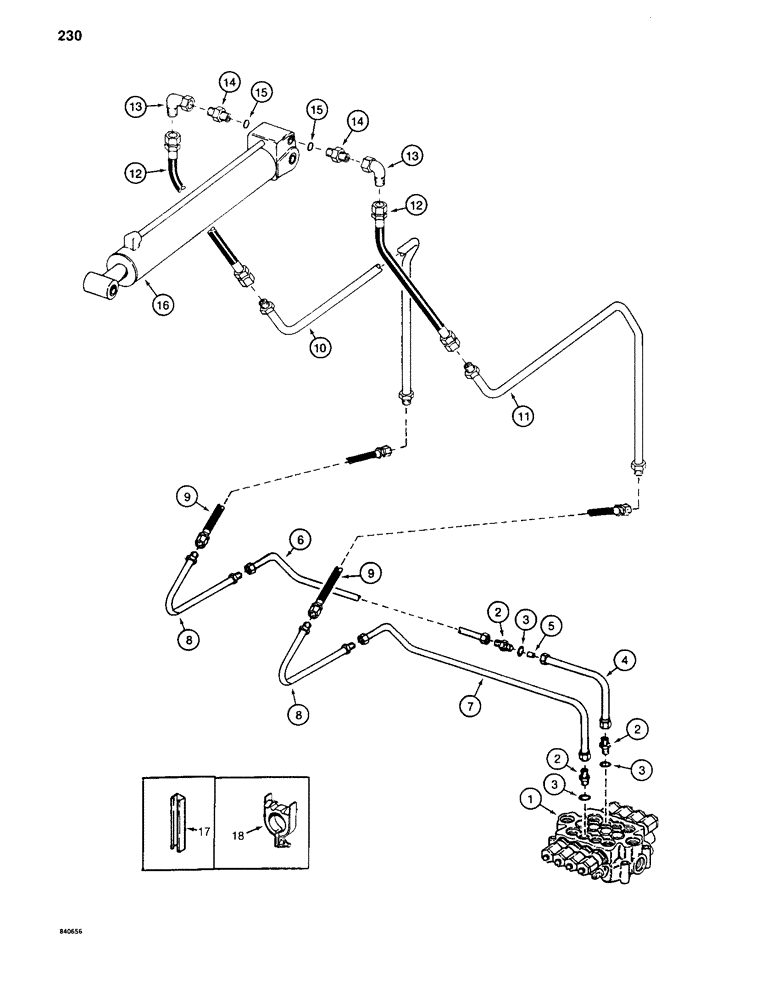 Схема запчастей Case 880C - (230) - ARM CYLINDER HYDRAULICS FOR Y BOOM, PIN 6205456 AND AFTER (07) - HYDRAULIC SYSTEM