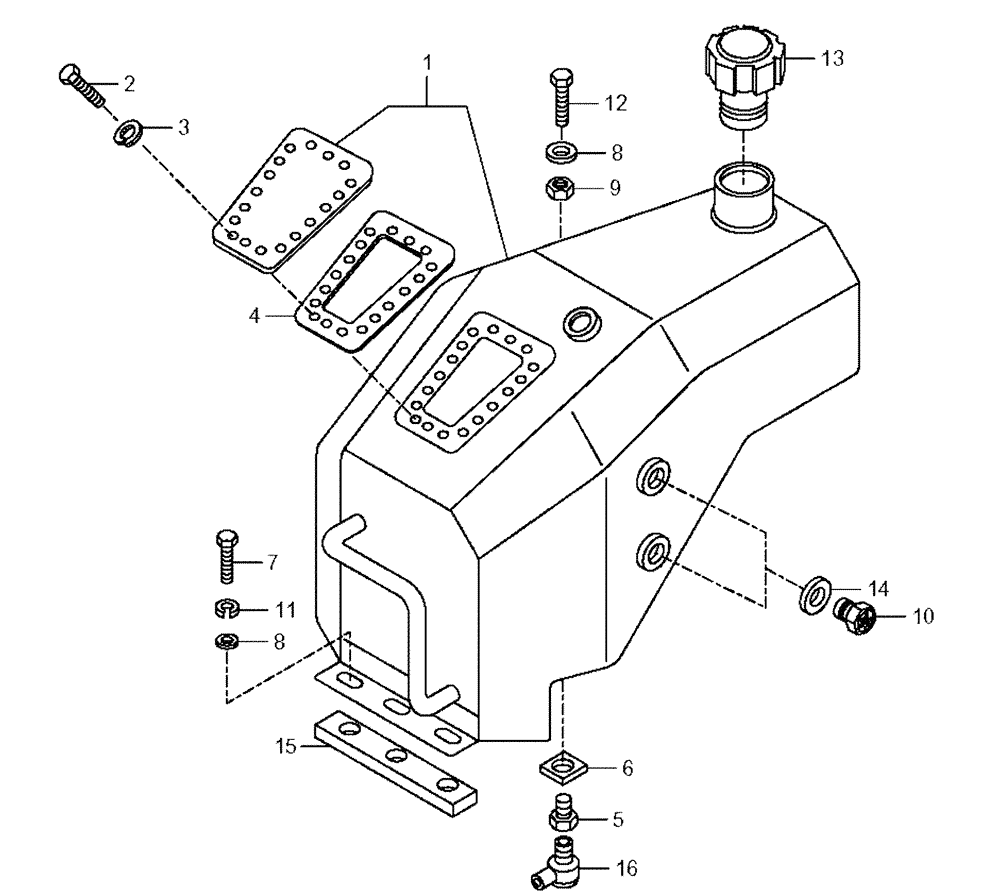 Схема запчастей Case 330 - (72A00020712[01]) - DUMPING SYSTEM - OIL TANK (19) - OPTIONS