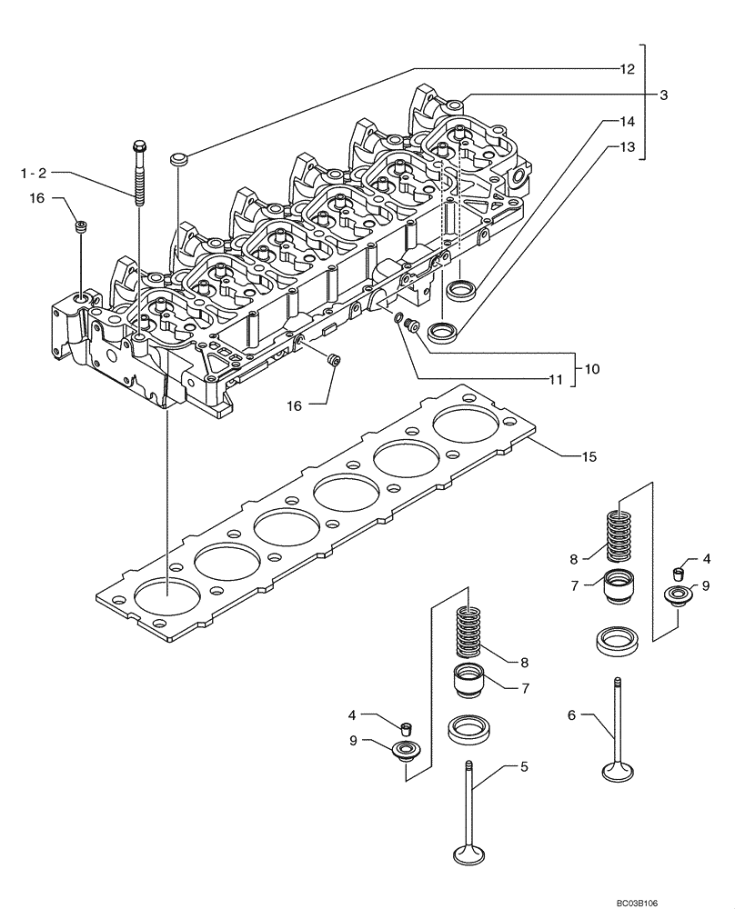 Схема запчастей Case 621D - (02-34) - CYLINDER HEAD - ASSEMBLY (02) - ENGINE