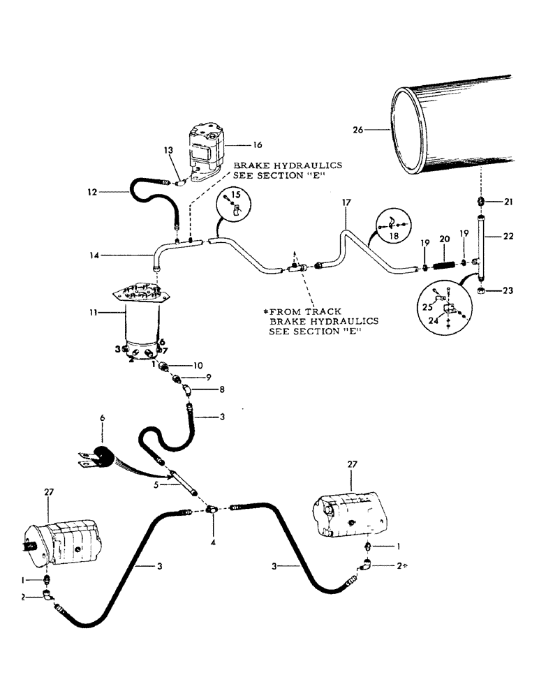 Схема запчастей Case 40YC - (G20) - DRAIN LINE CIRCUIT, (SWING AND TRACK DRIVE MOTORS), (USED ON (07) - HYDRAULIC SYSTEM