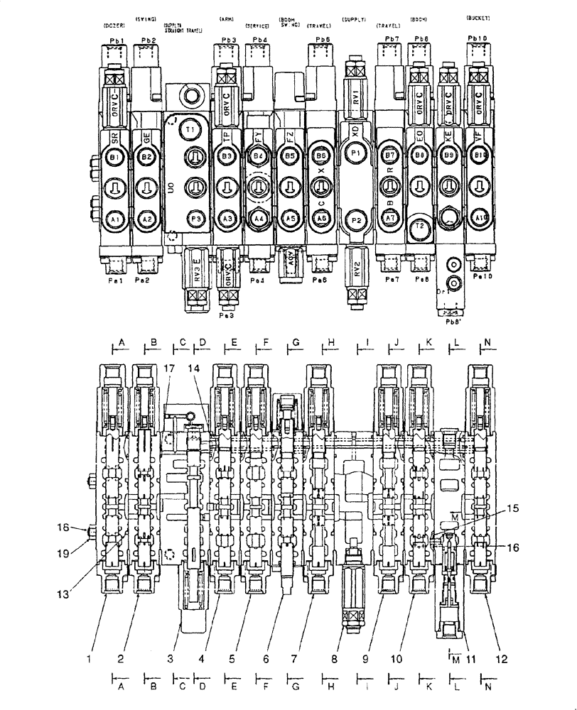 Схема запчастей Case CX20B - (HC001-01[1]) - HYDRAULIC CONTROL VALVE - COMPONENTS (35) - HYDRAULIC SYSTEMS